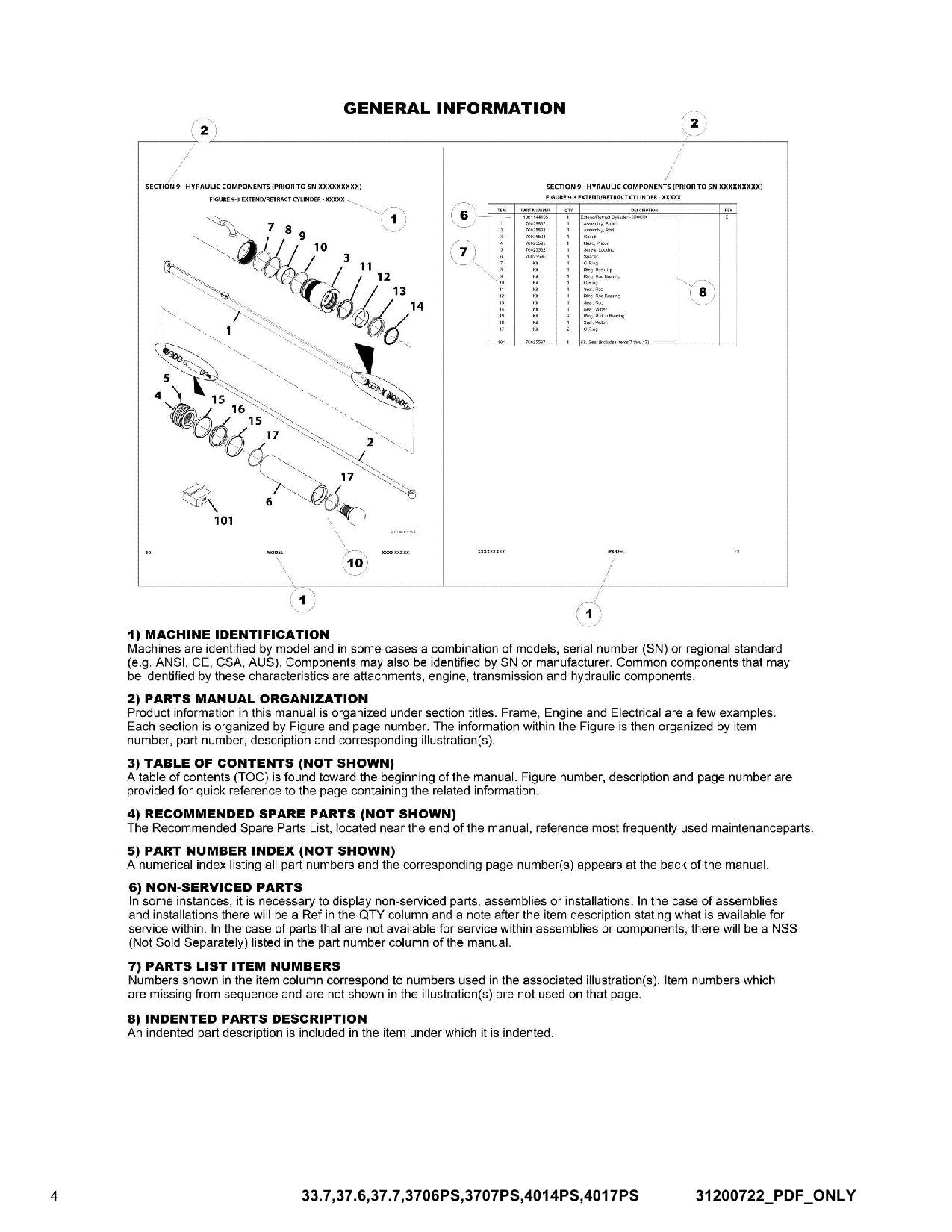 Manual del catálogo de piezas del manipulador telescópico JLG 33.7 37.6 37.7 3706PS 3707PS 4014PS 4017PS