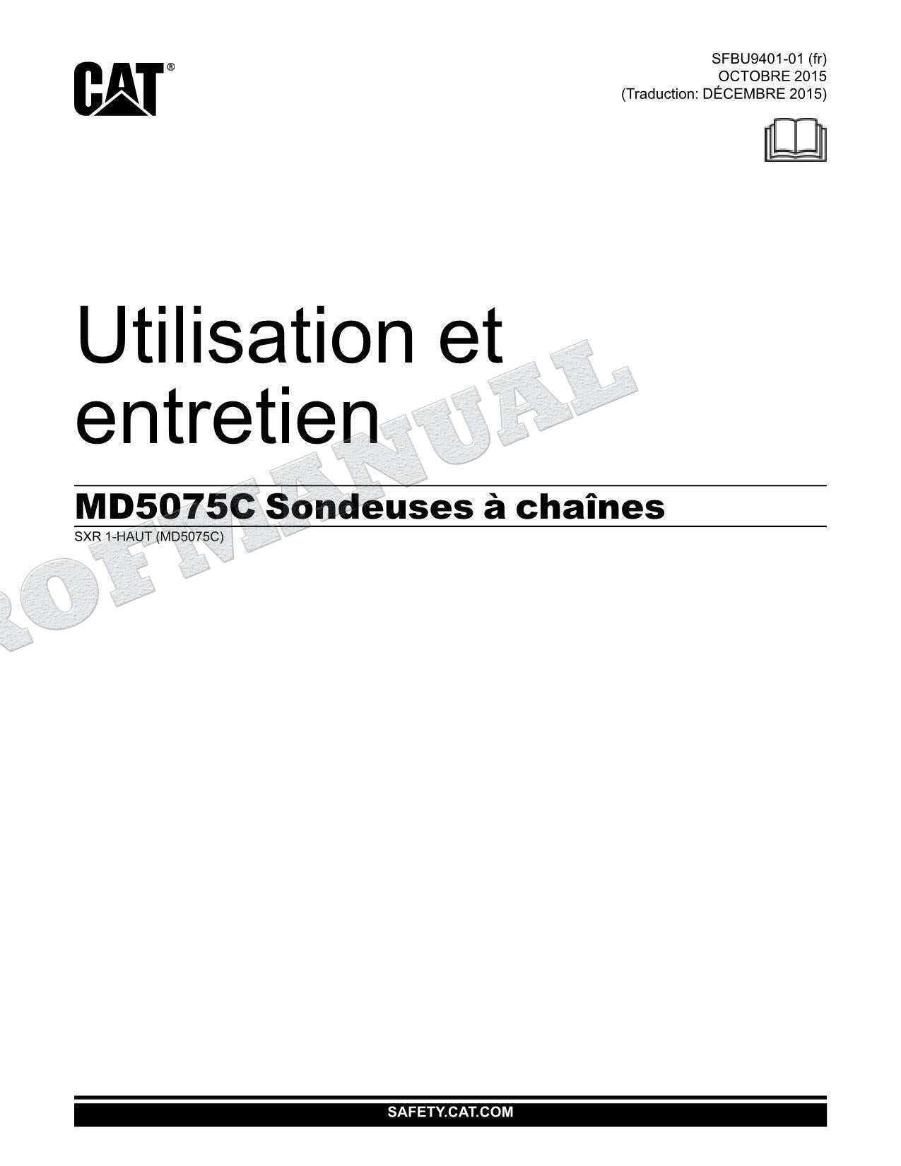 Caterpillar MD5075C Foreuse rotativo Manuel D'Opération Et D'Entretien Français