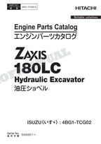 Catálogo de piezas del motor HITACHI ZAXIS ZX180LC ISUZU 4BG1-TCG02 Manual SN 005001-