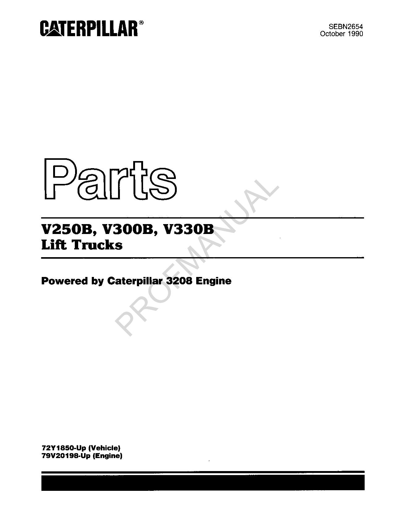 Manual del catálogo de piezas de montacargas Caterpillar Cat V250B V300B V330B