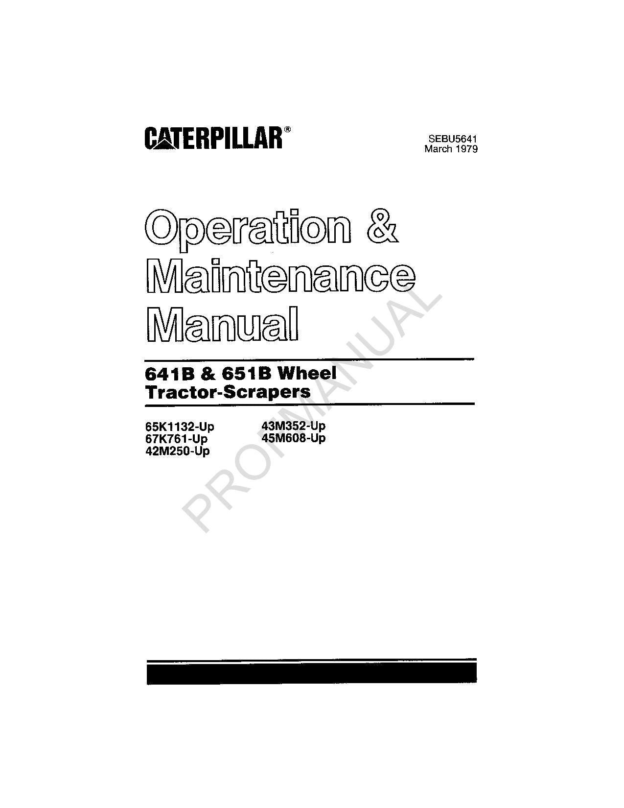 Manual de mantenimiento del operador de mototraíllas Caterpillar 641B 651B
