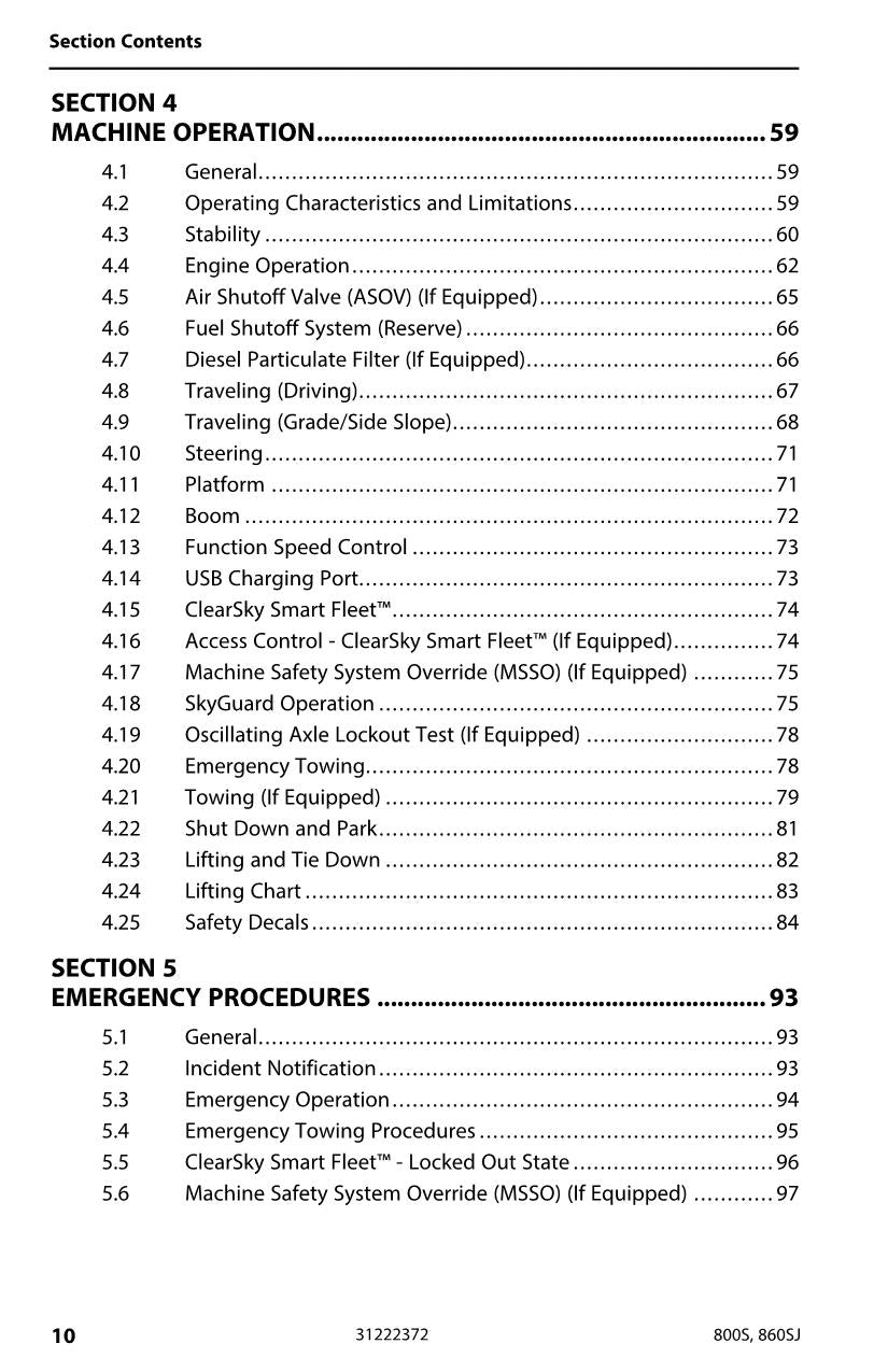 Manual del operador de mantenimiento y operación de plataformas elevadoras JLG 800S 860SJ 31222372