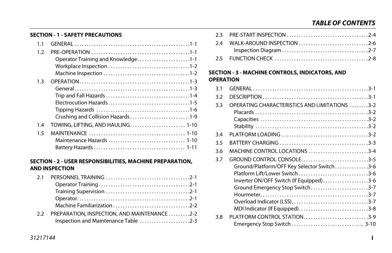 JLG R2632 R3246 Boom Lift Maintenance Operation Operators Manual
