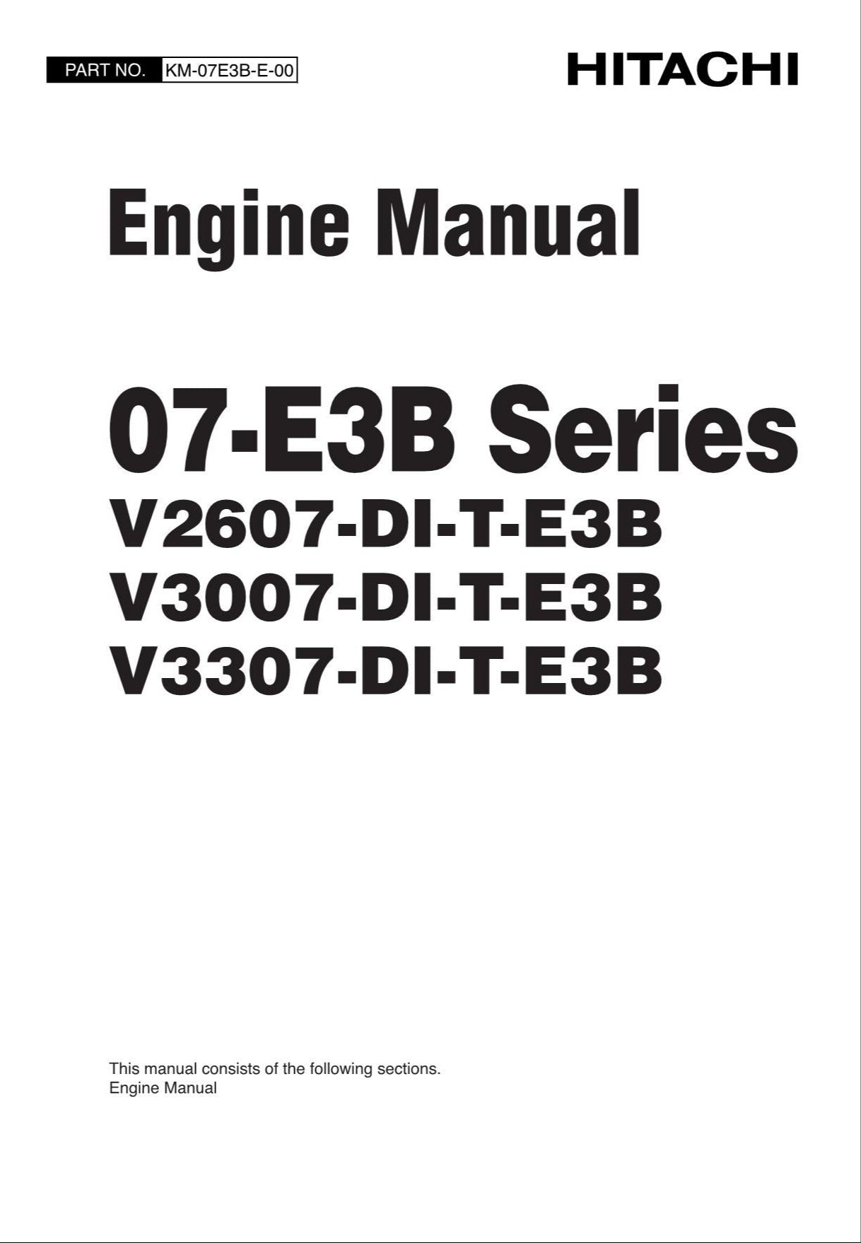 Hitachi V2607-DI-T-E3B V3007-DI-T-E3B V3307-DI-T-E3B Wheel Loader Engine Manual