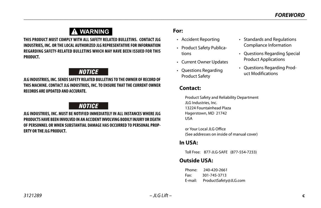 JLG 450A Series II 450AJ Series II Boom Lift Operators Manual