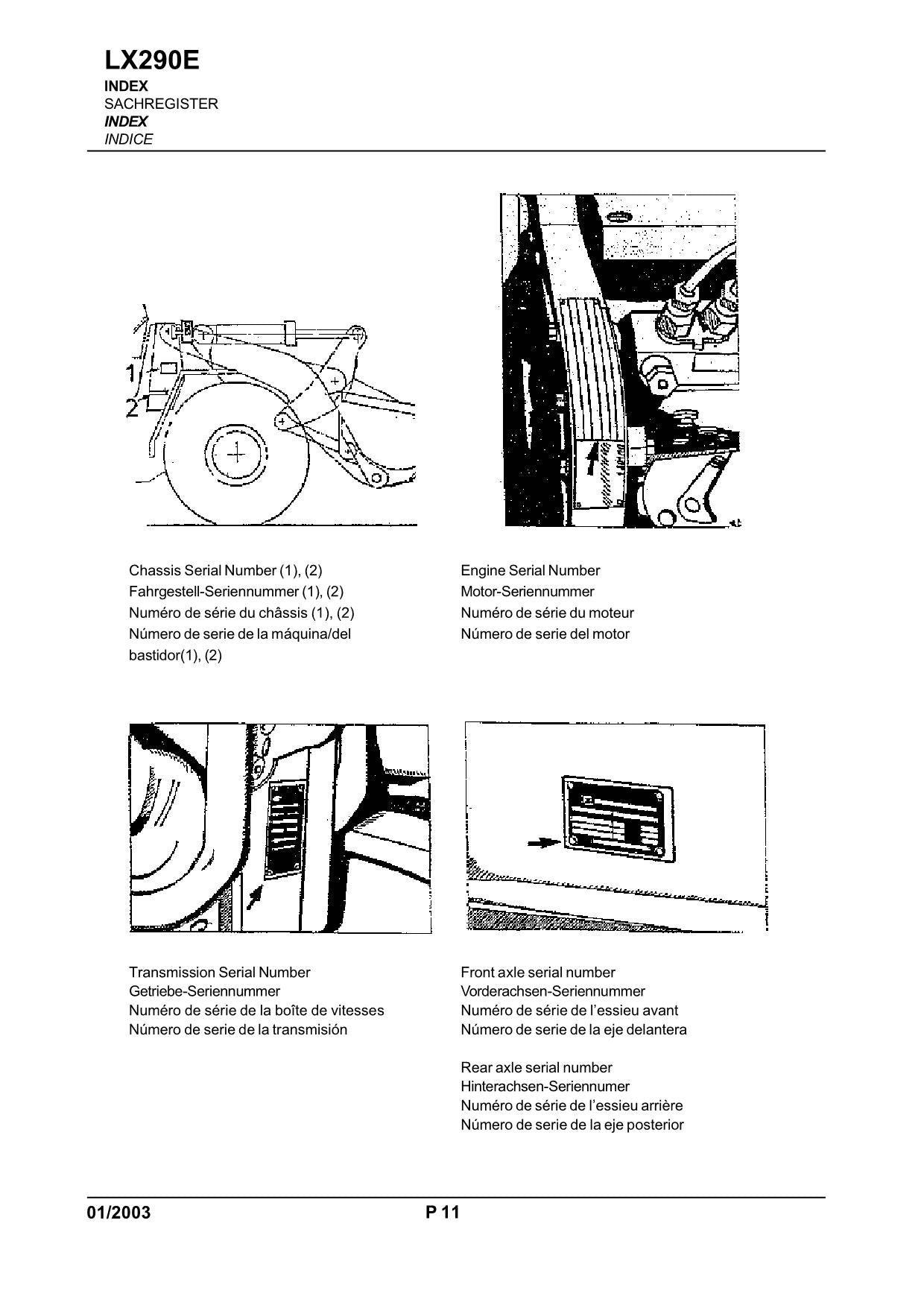 Hitachi LX290E Wheel Loader Parts Catalog Manual SN 382F1001-up