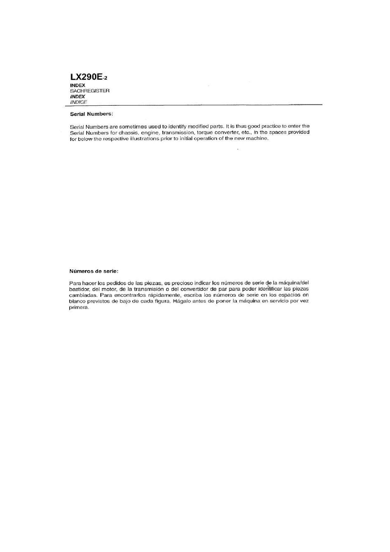 Hitachi LX290E-2 Wheel Loader Parts Catalog Manual SN 382F1600-up