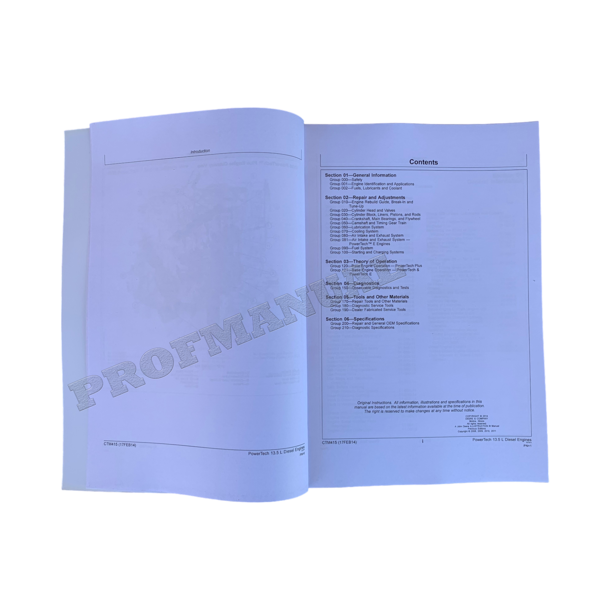 John Deere 6135 TM 13.5L OEM Engine Base Engine Repair Service manual CTM415