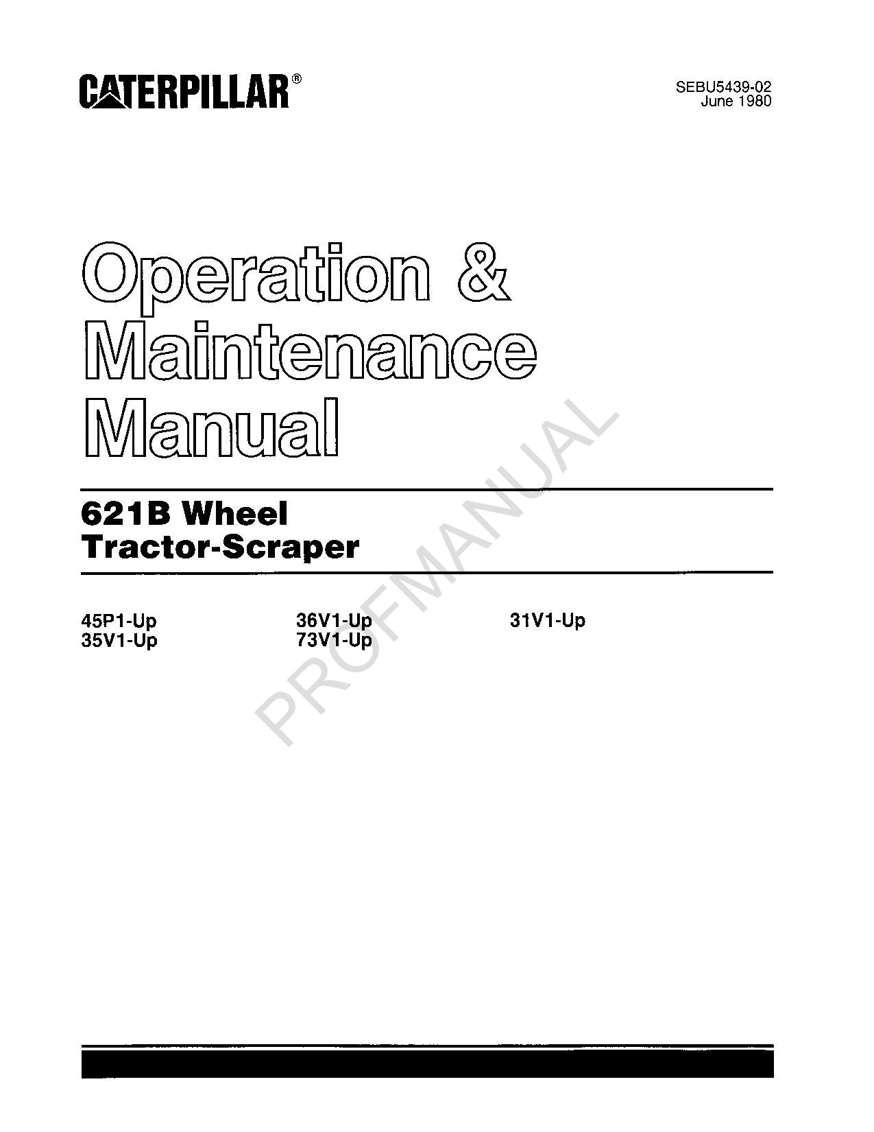 Manual de mantenimiento del operador de la mototraílla Caterpillar 621B