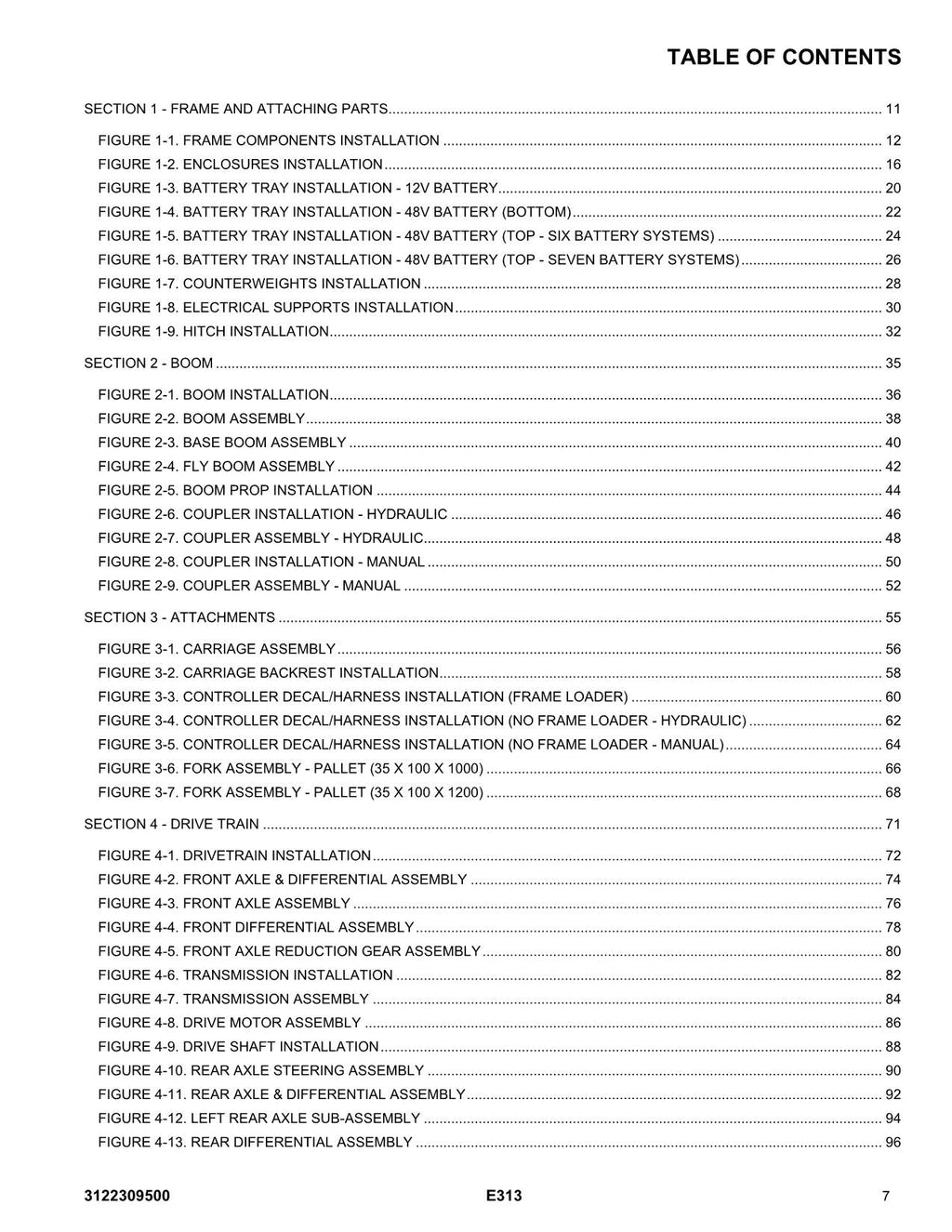 JLG E313 Telehandler Parts Catalog Manual