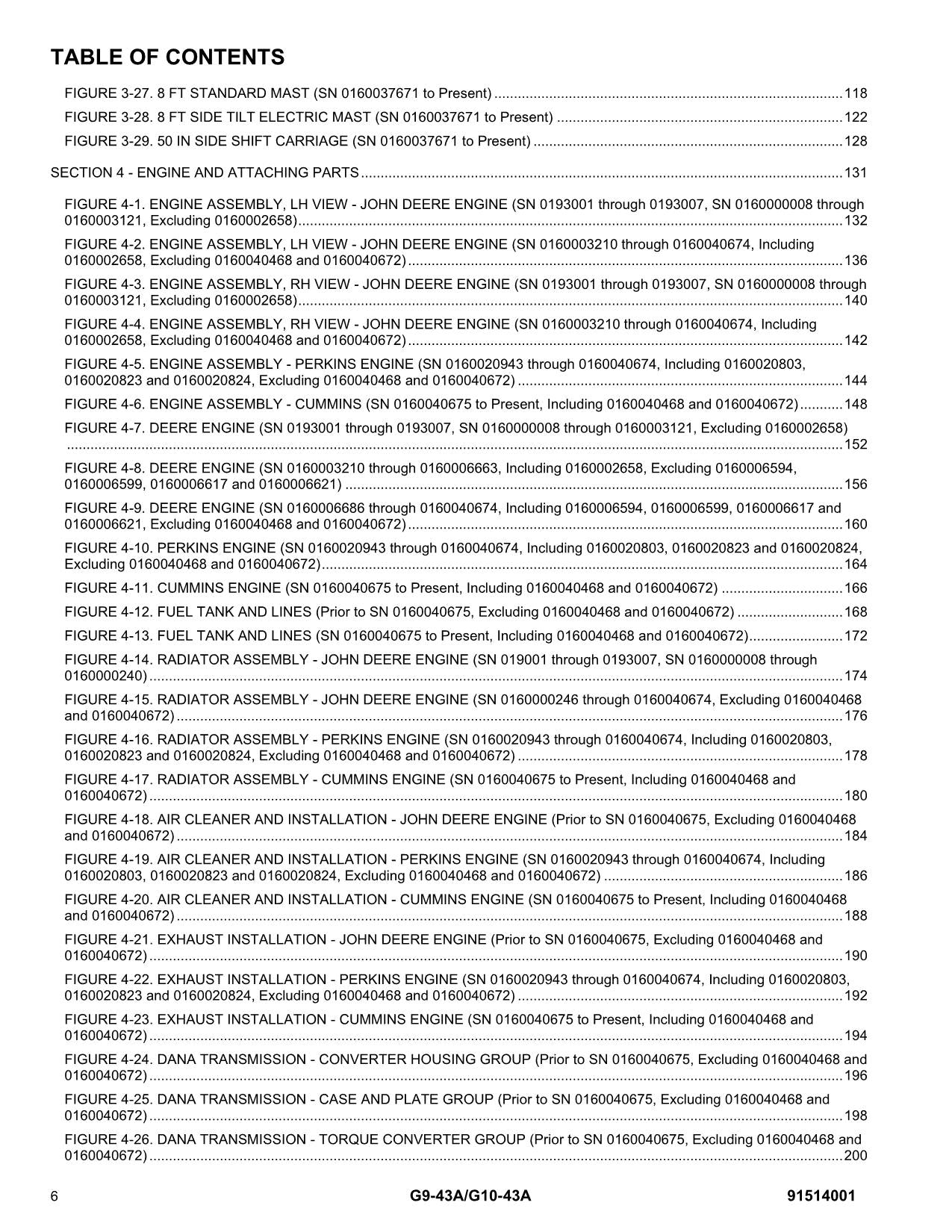 Manual del catálogo de piezas del manipulador telescópico JLG G10-43A G9-43A