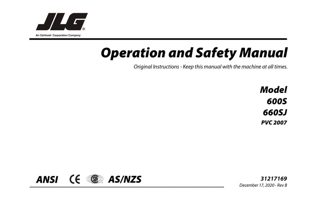 Manual del operador de mantenimiento y operación de plataformas elevadoras JLG 600S 660SJ 31217169