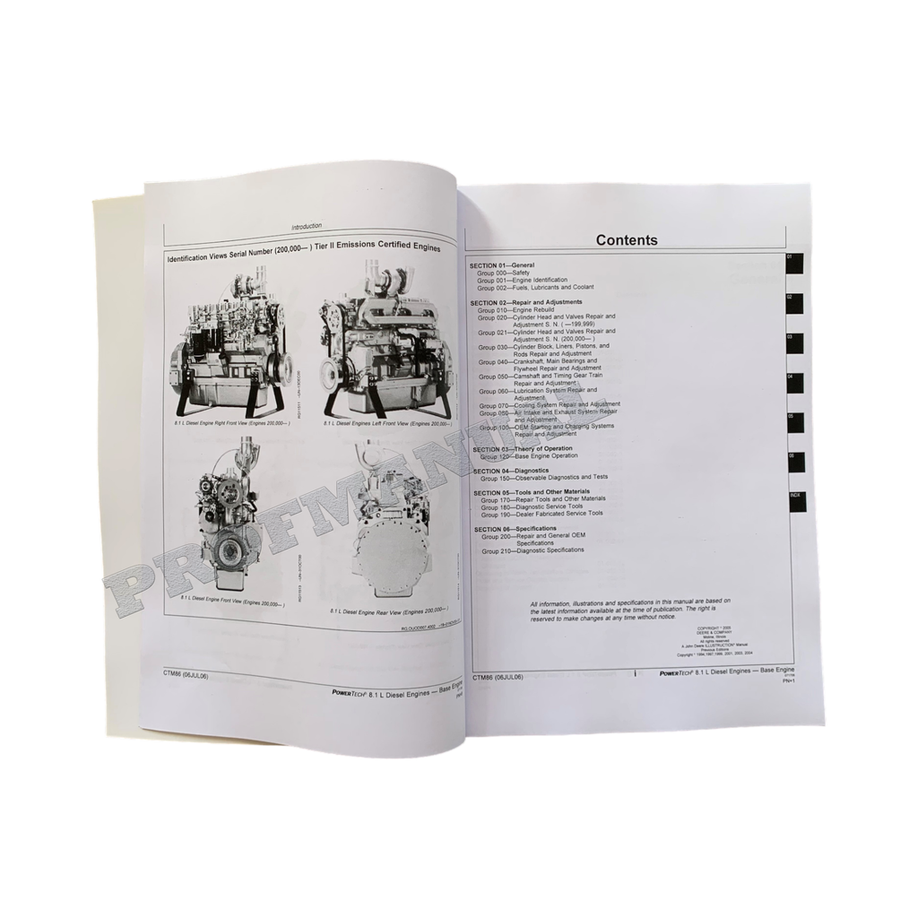 John Deere PowerTech TM 8.1 L 6081 Engine Base Engine Service manual CTM86