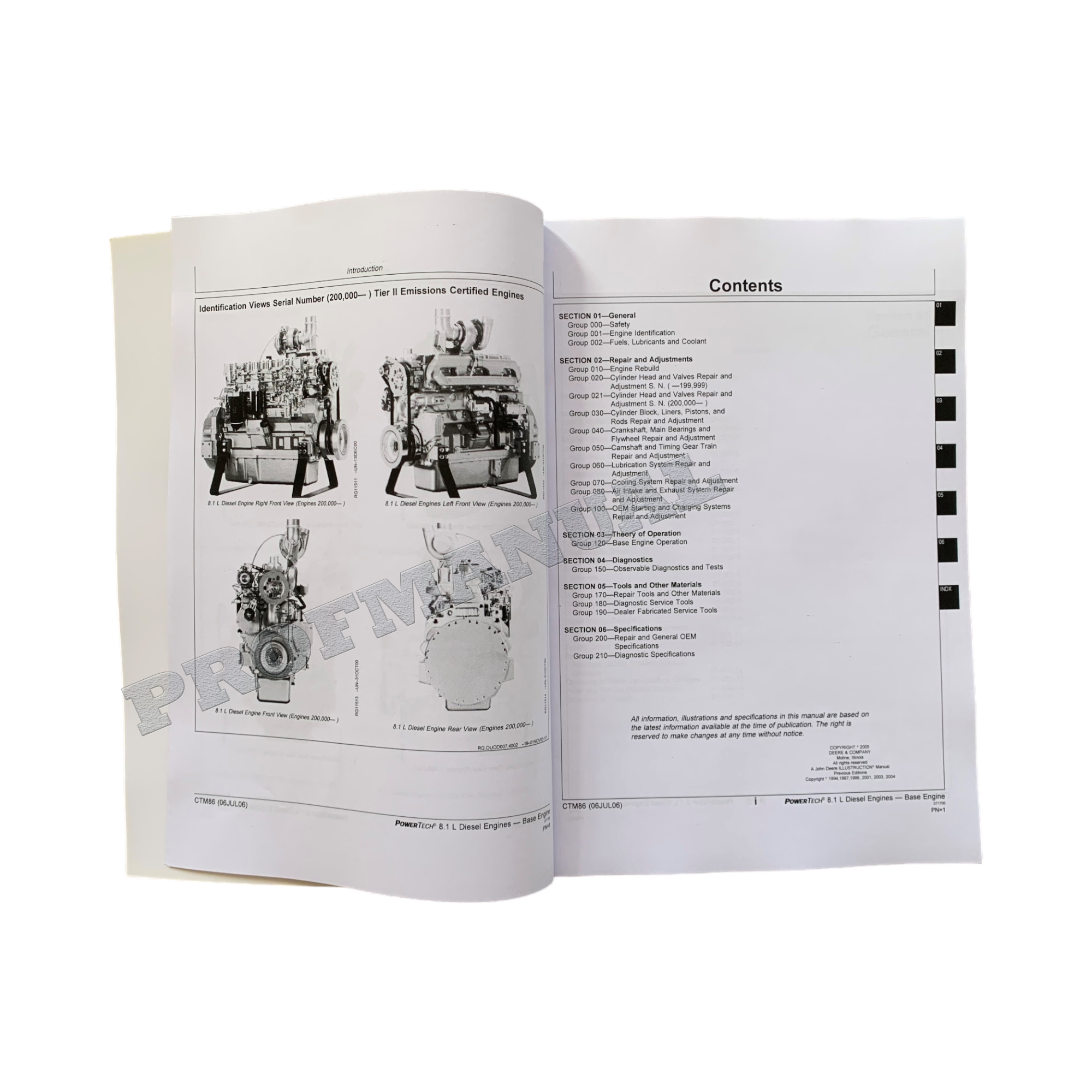 John Deere PowerTech TM 8.1 L 6081 Engine Base Engine Service manual CTM86