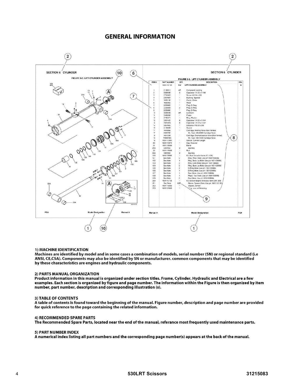 Catálogo de piezas del elevador de tijera JLG 530LRT Manual en copia impresa
