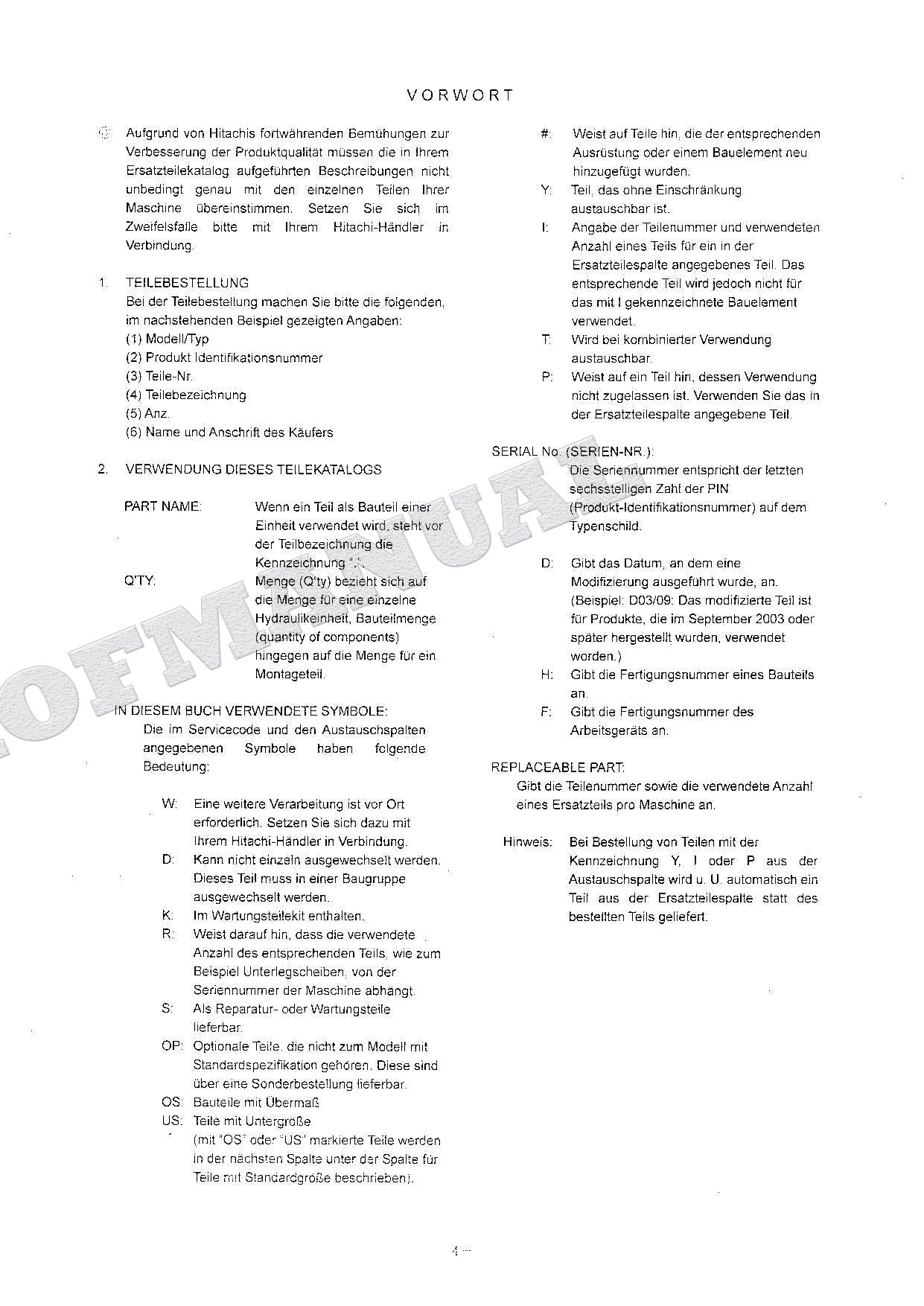 HITACHI ZX120 120-E 130 130H 130K 130LCN Equip Excavator Parts Catalog Manual