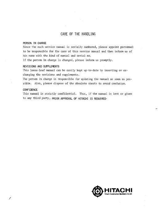 HITACHI UH061 EXCAVATOR SERVICE MANUAL