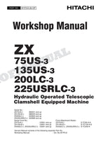 HITACHI ZX75US-3 - 135US-3 Telescopic Clamshell Excavator Workshop Manual