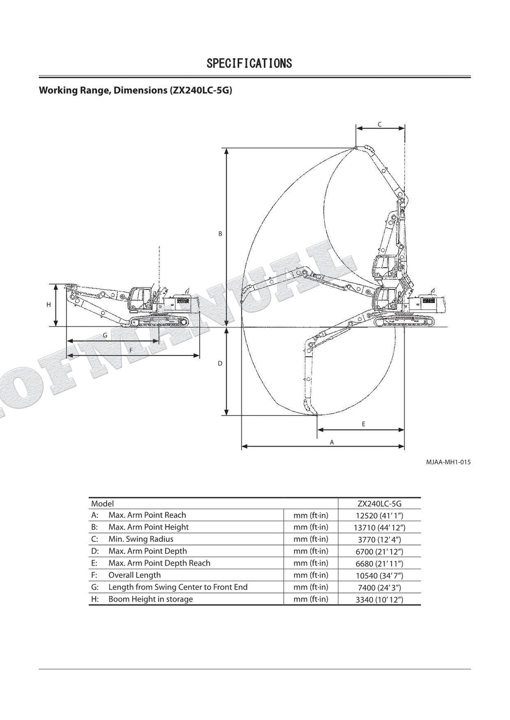 HITACHI ZX240LC-5 330LC-5G Excavator Material Handling Service Manual