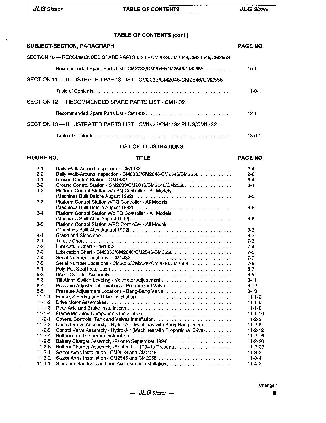 JLG CM1432 CM1432PLUS CM1732 Lift Operation Parts Catalog Service Manual