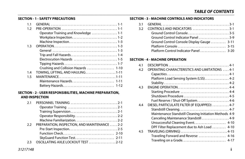 JLG 450A 450AJ Boom Lift Maintenance Operation Operators Manual 31217148