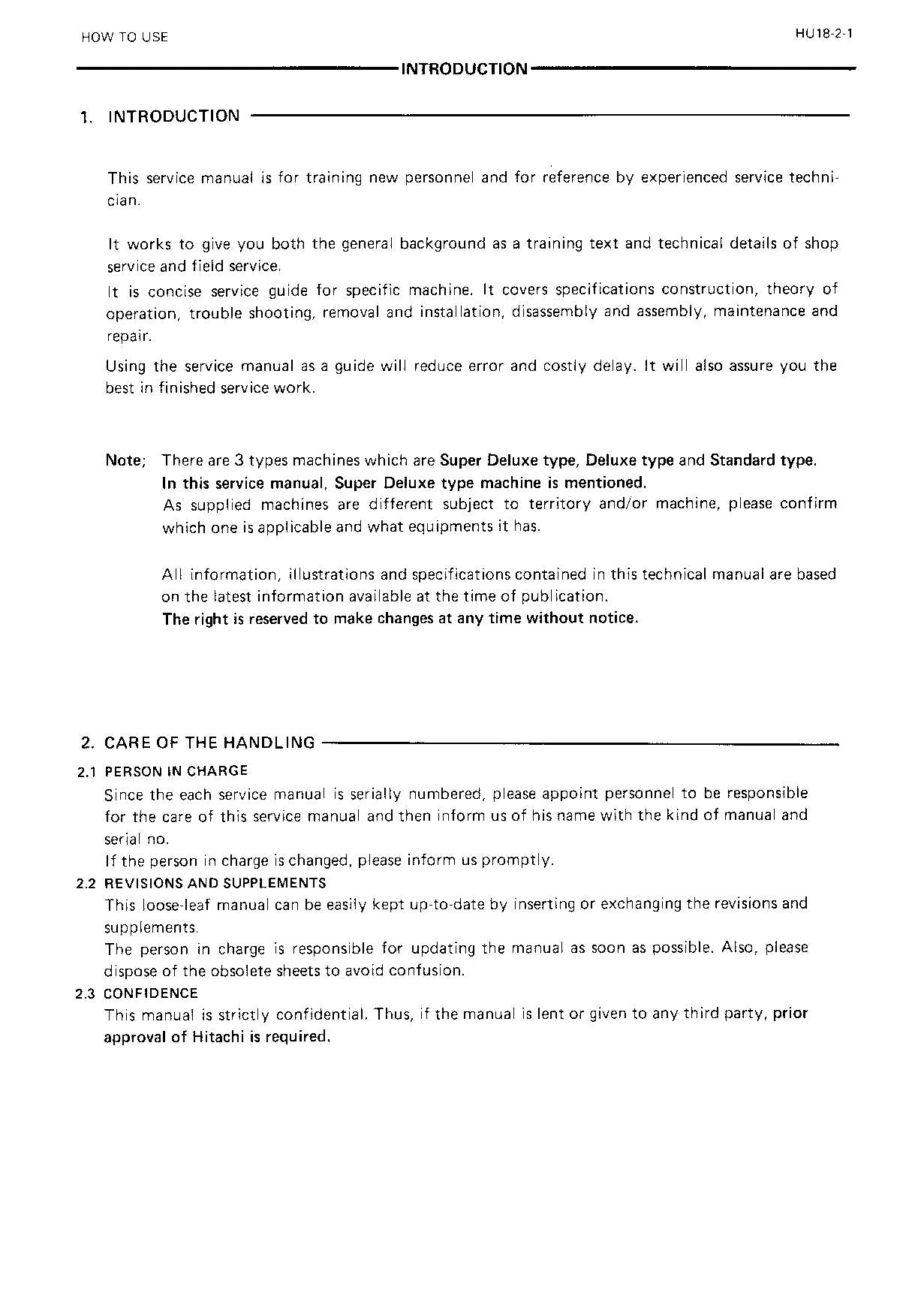 HITACHI EX60WD Excavator Service Manual