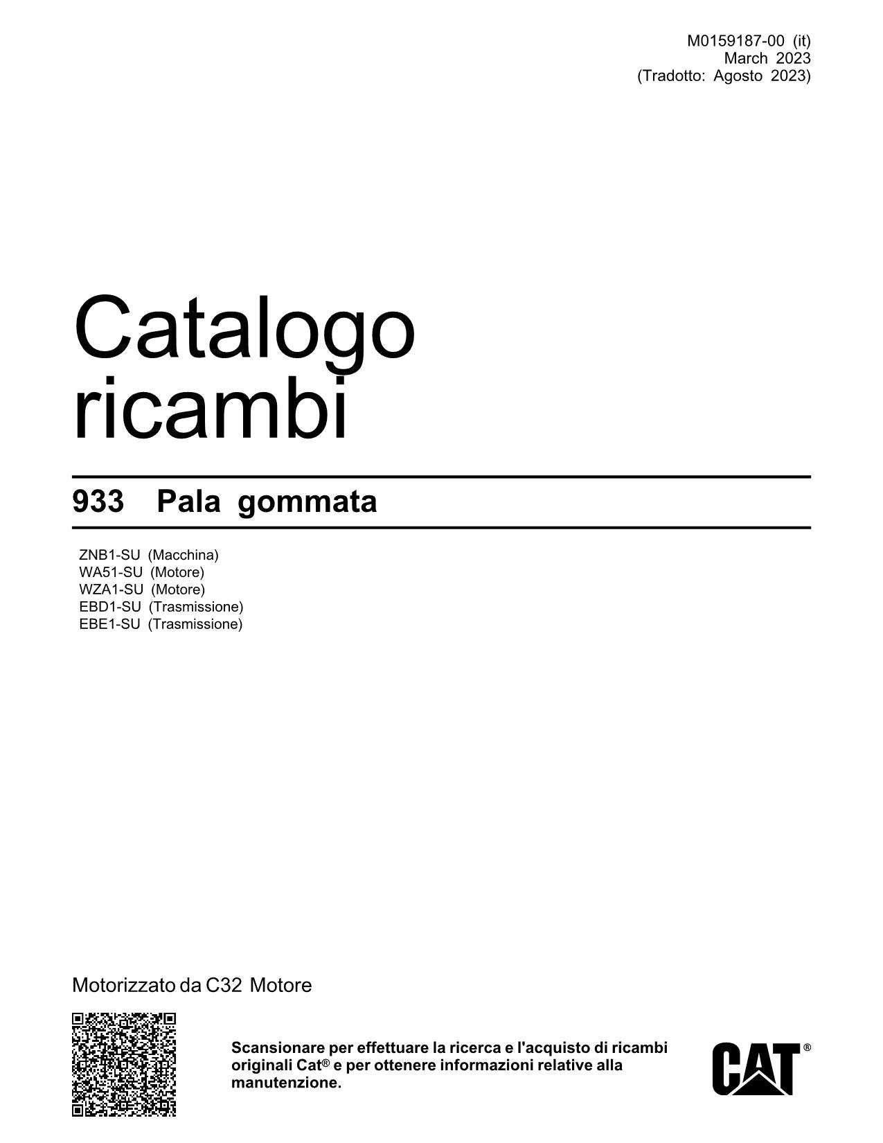 Caterpillar 933 Pala gommata Catalogo ricambi Italiano M0159187IT