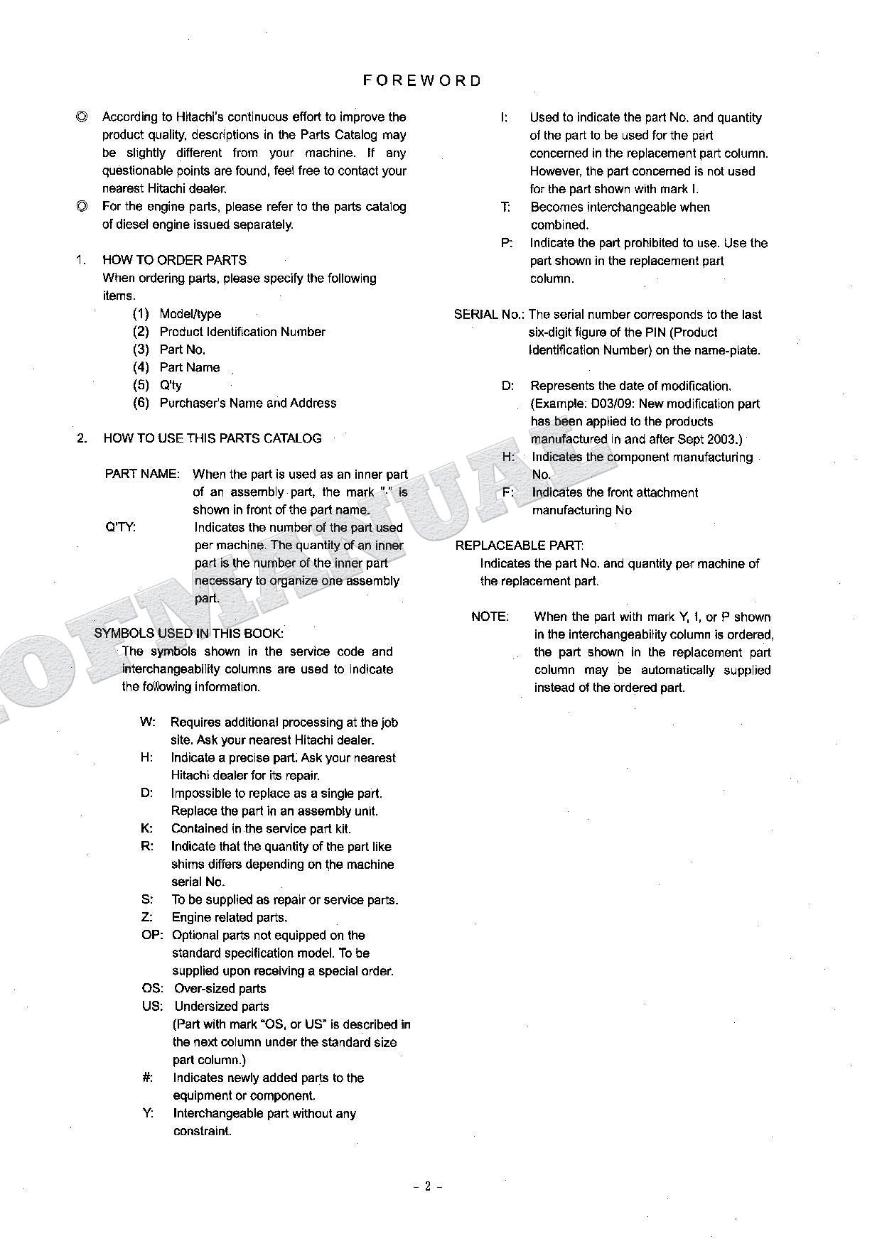 HITACHI ZAXIS ZX135US ZX135US-E ZX135USK Excavator Parts Catalog Manual