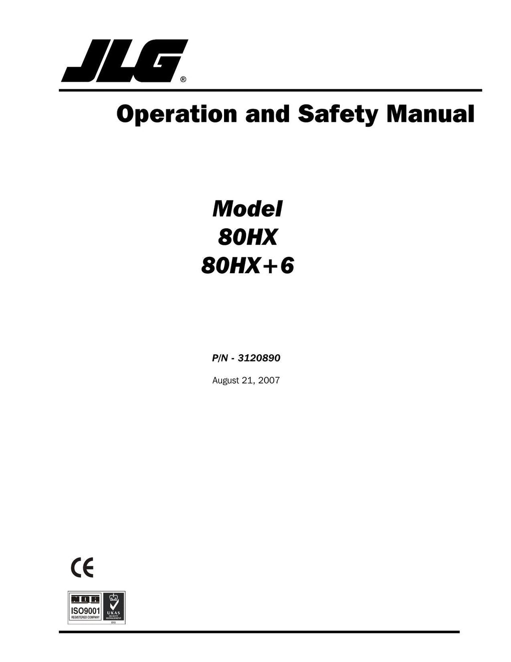 Manual del operador de mantenimiento y operación de la plataforma elevadora JLG 80HX 80HX+6 3120890