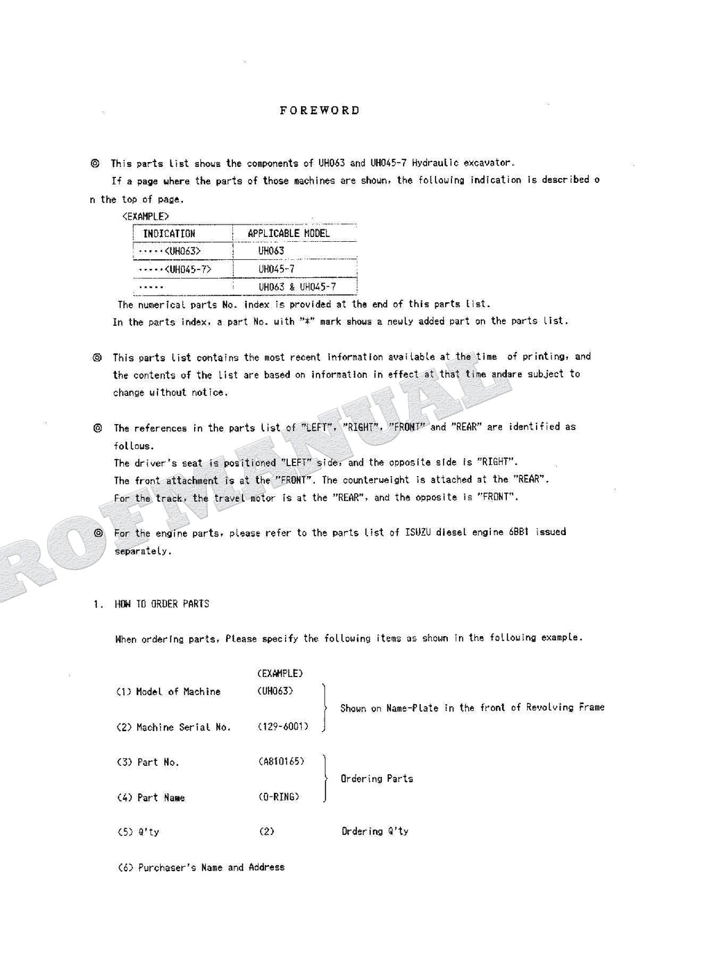 HITACHI UH045-7 Excavator Parts Catalog Manual P129-4-5