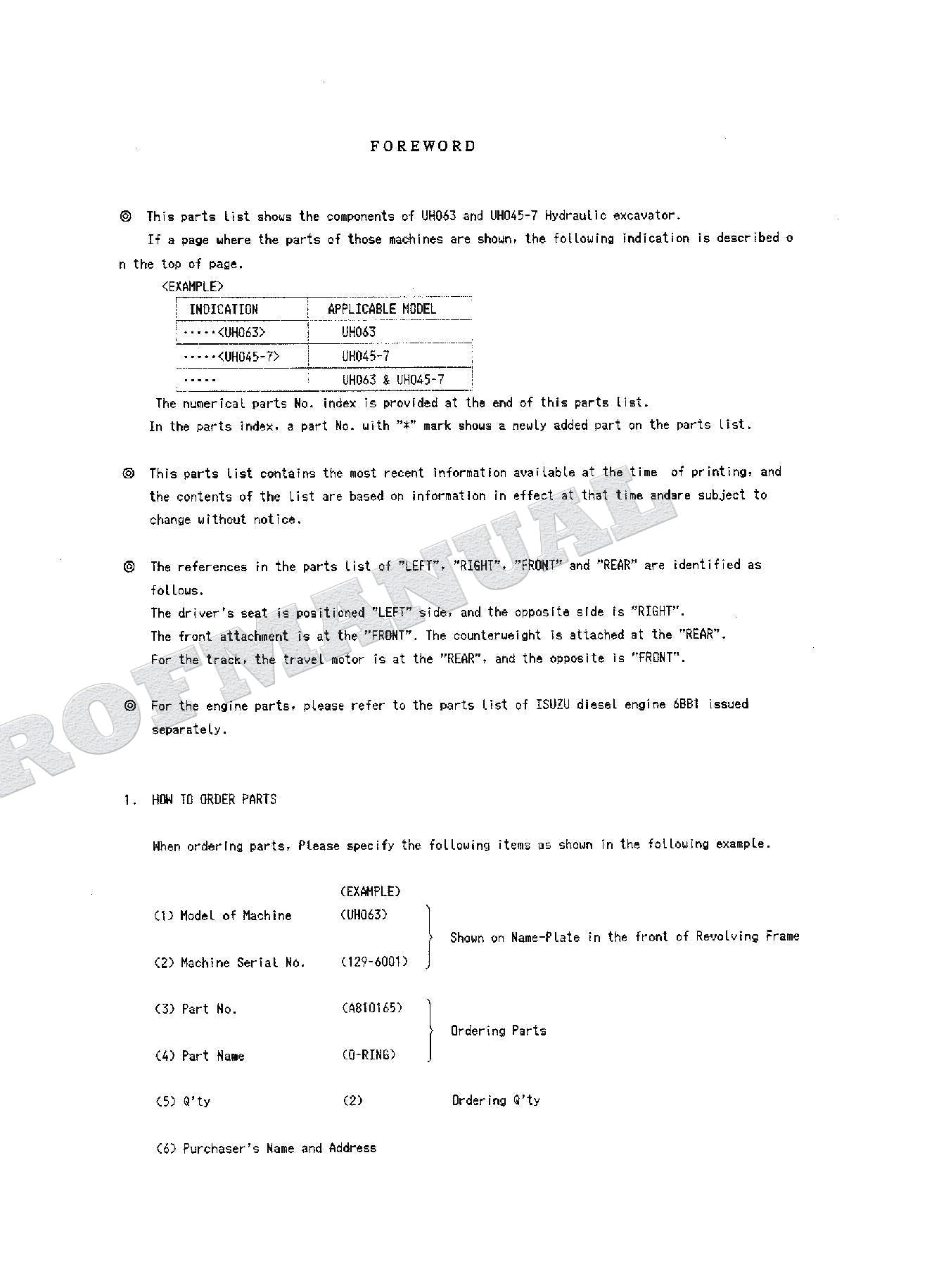 HITACHI UH045-7 Excavator Parts Catalog Manual P129-4-5