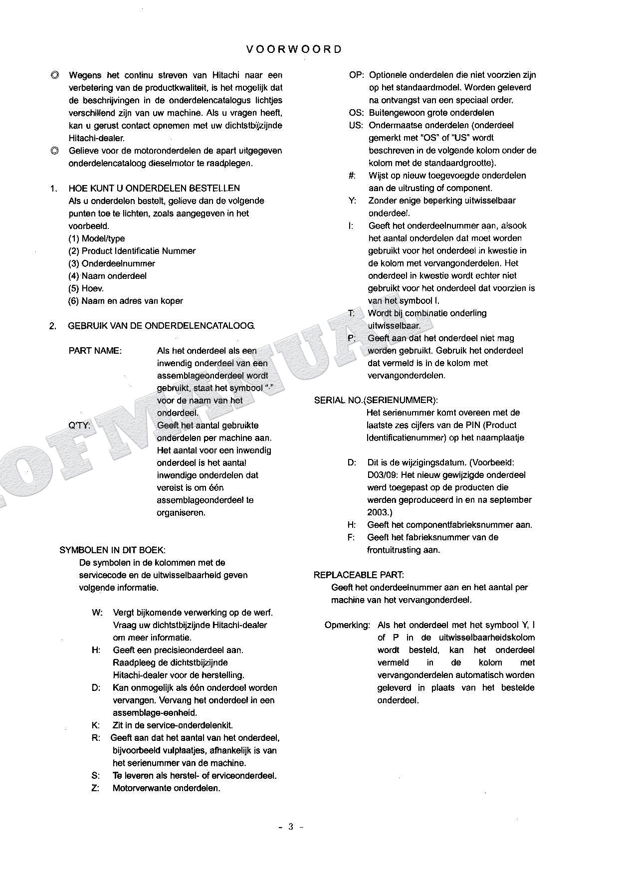 HITACHI ZAXIS ZX110 ZX110M ZX110-E Excavator Parts Catalog Manual