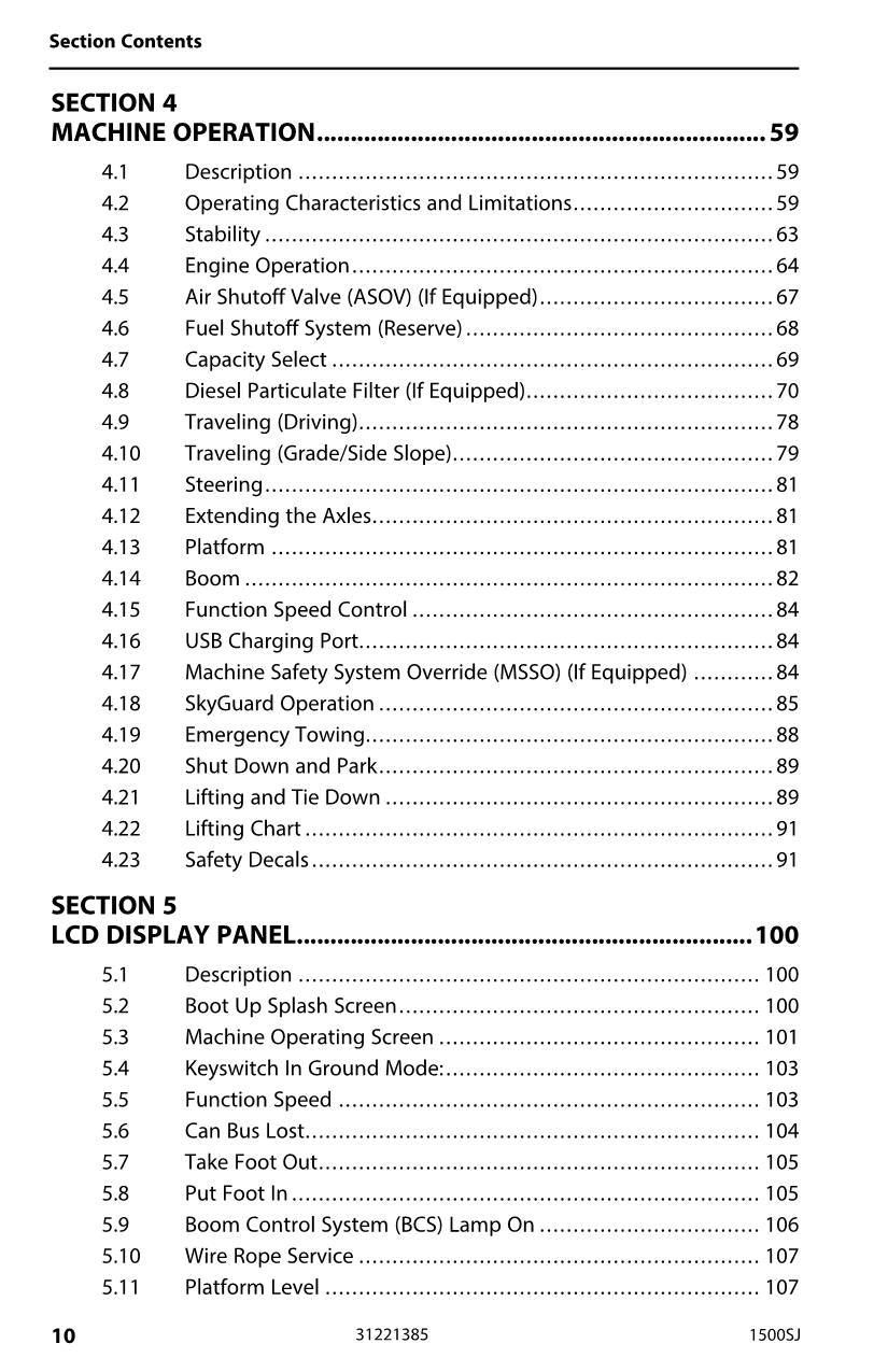 JLG 1500SJ Boom Lift Maintenance Operation Operators Manual 31221385