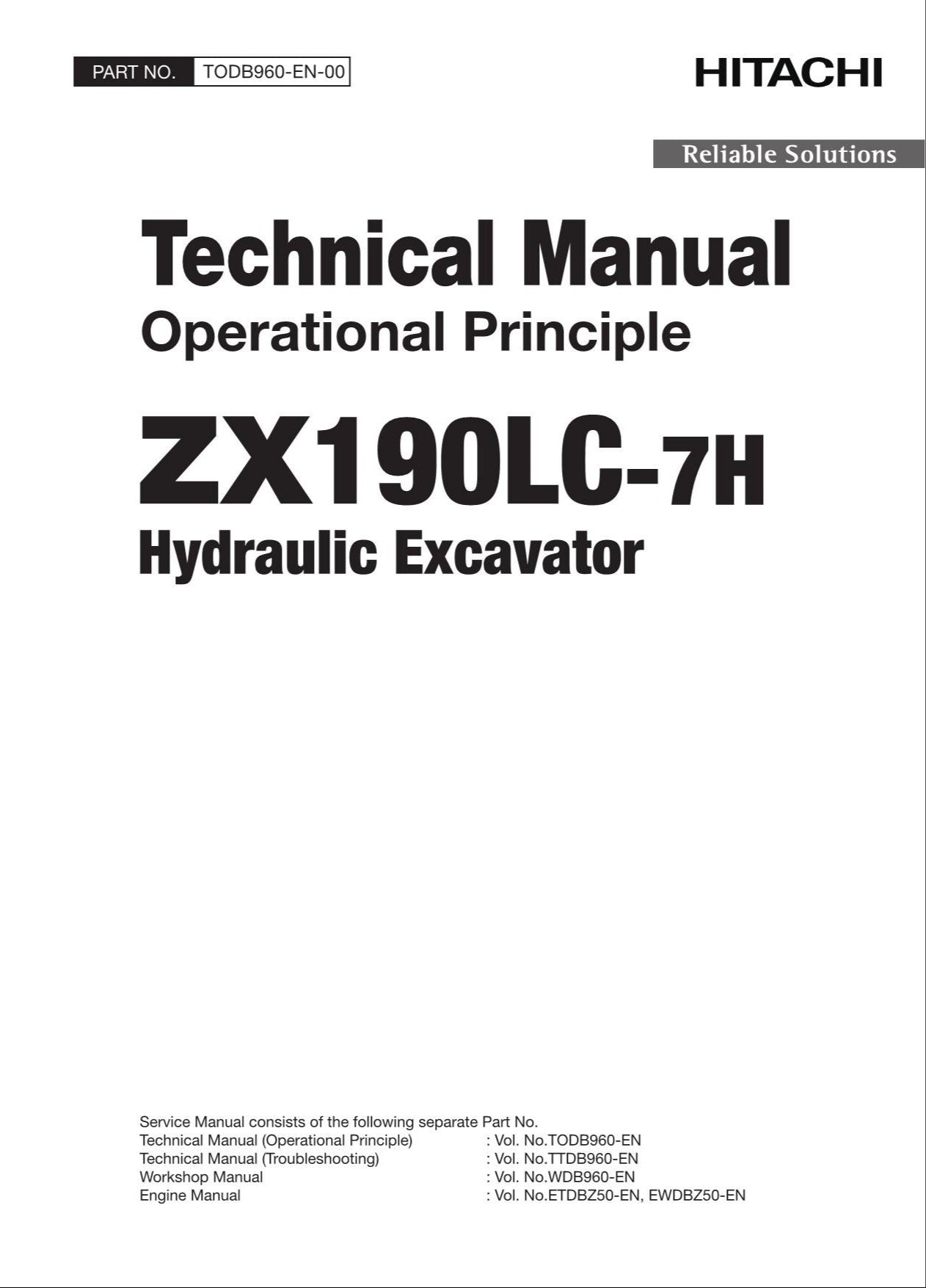 HITACHI ZAXIS ZX190LC-7H Excavator Operational Principle Technical Manual