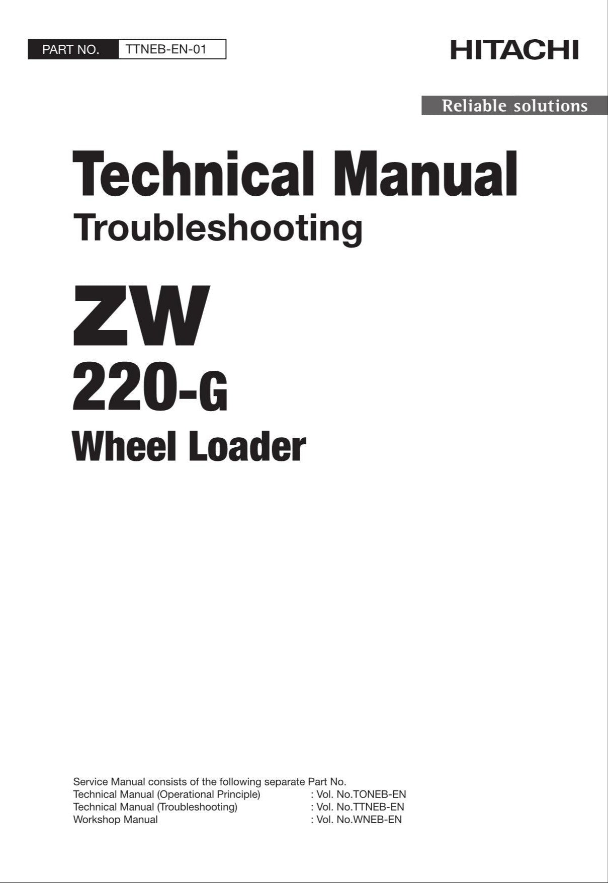 Hitachi ZW220-G Wheel Loader Technical Manual Troubleshooting