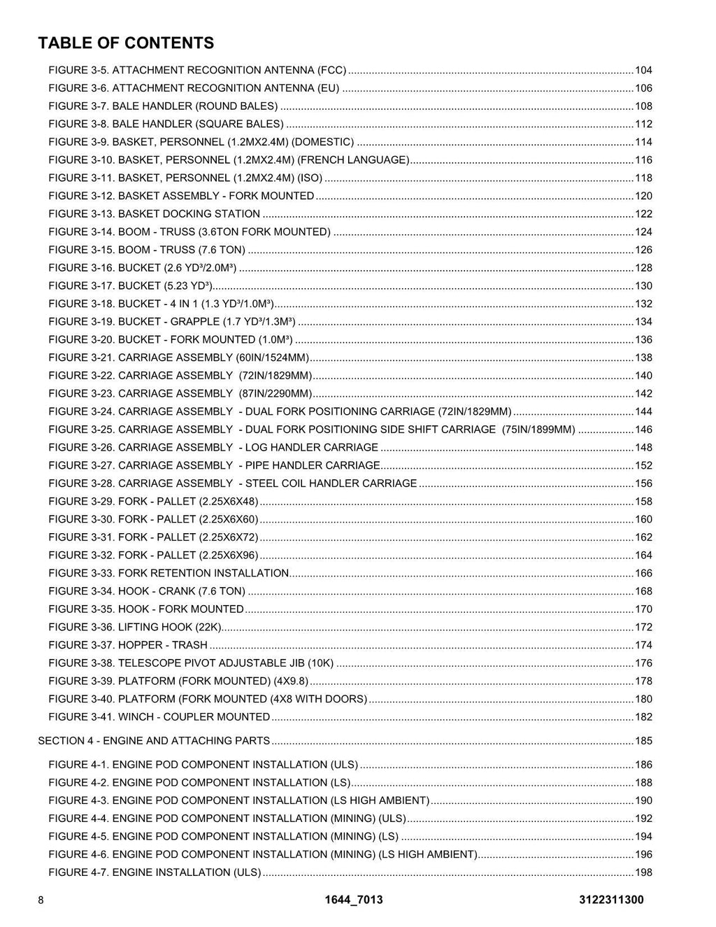 JLG 1644 7013H Telehandler Parts Catalog Manual