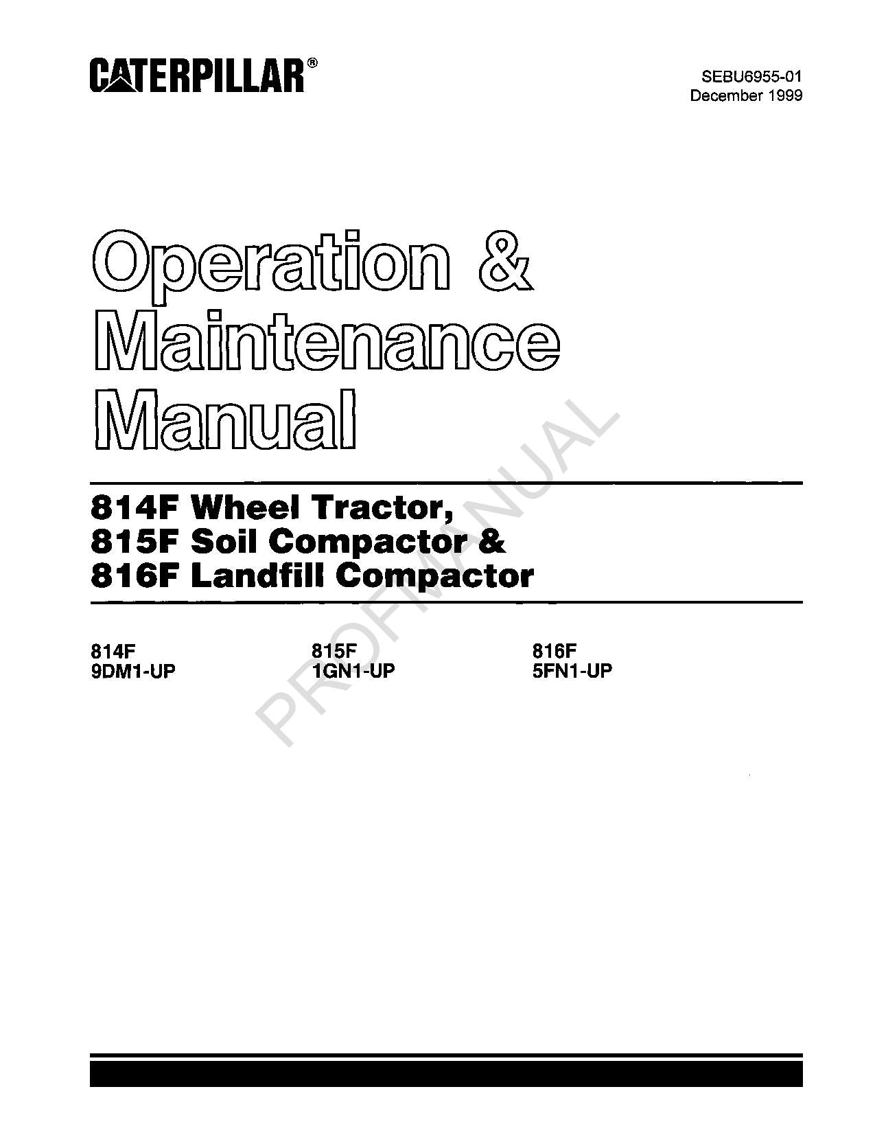Manual del operador del tractor de ruedas Caterpillar 814F, compactador de suelos 815F y compactador de vertederos 816F