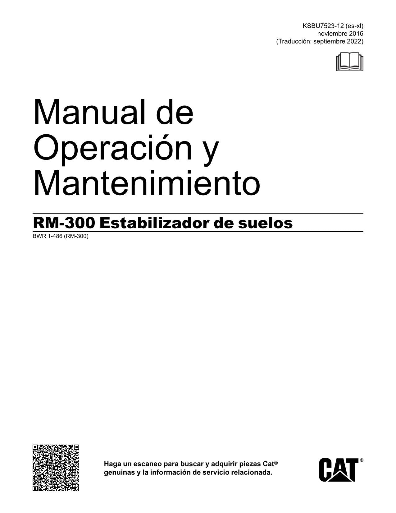 Caterpillar RM 300 Mezclador giratorio Manual de Operación BWR1-486 Español