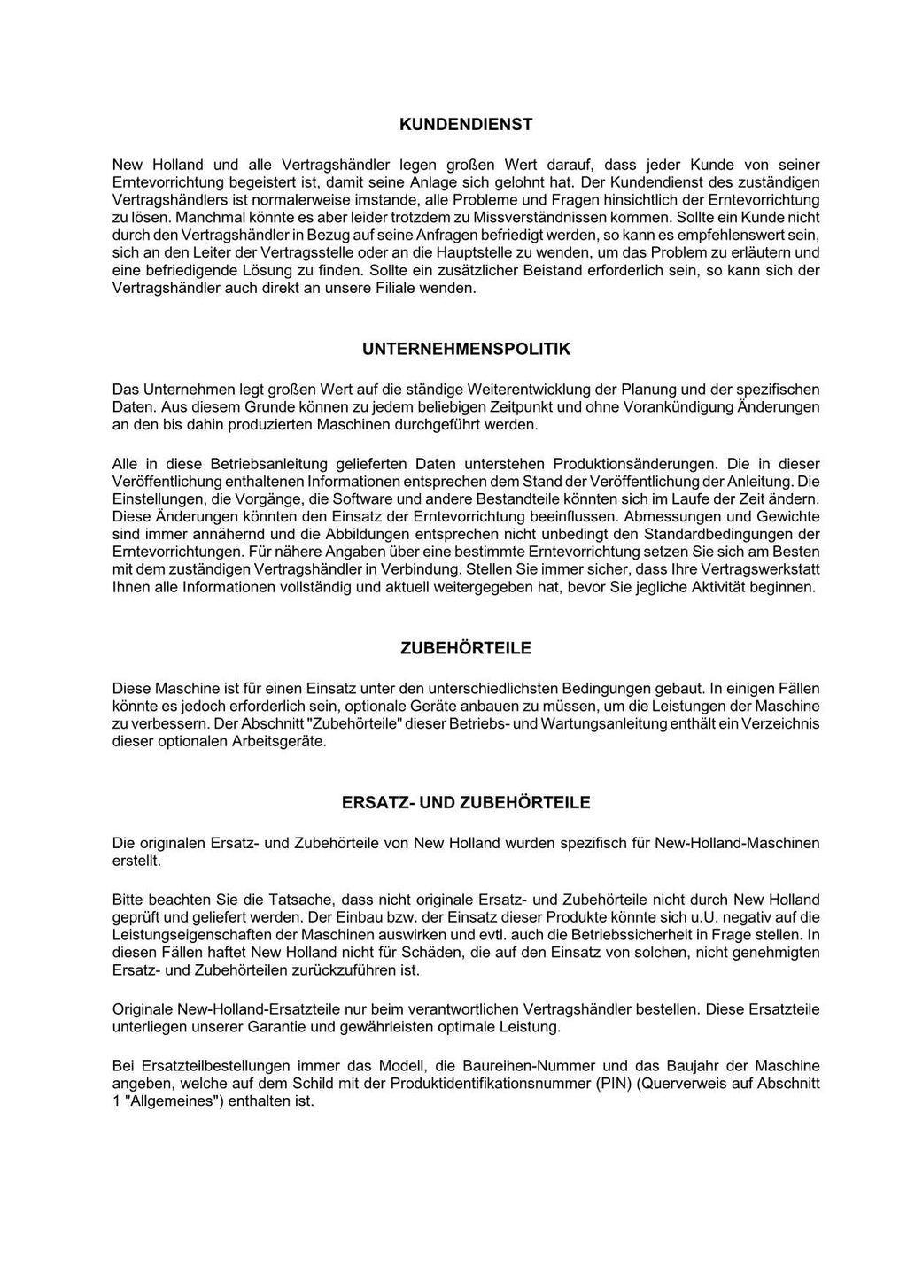 New Holland 760CG Weizenschneidwerk Betriebsanleitung