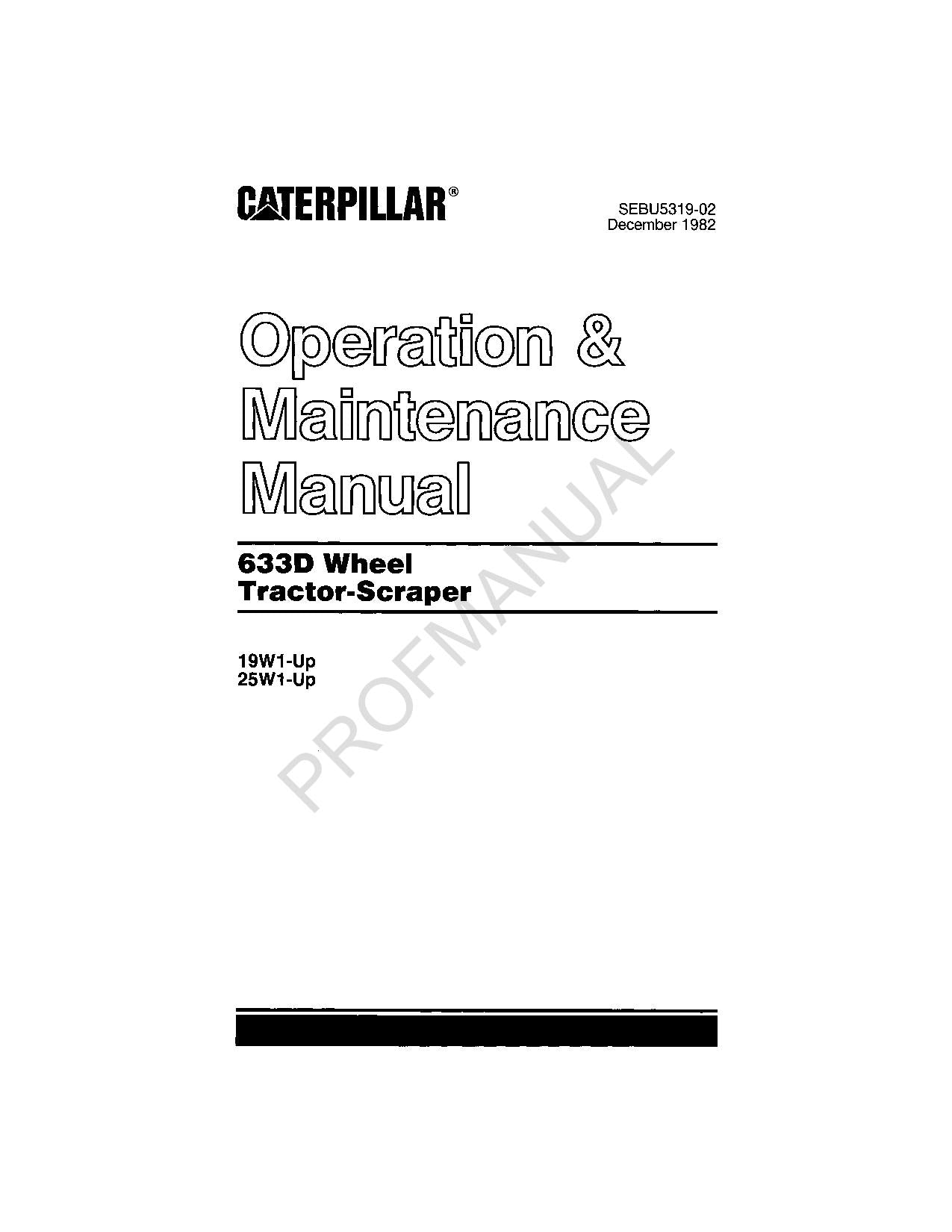 Manual de mantenimiento del operador de la mototraílla Caterpillar 633D