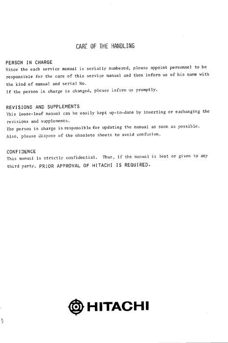HITACHI UH073 EXCAVATOR SERVICE MANUAL