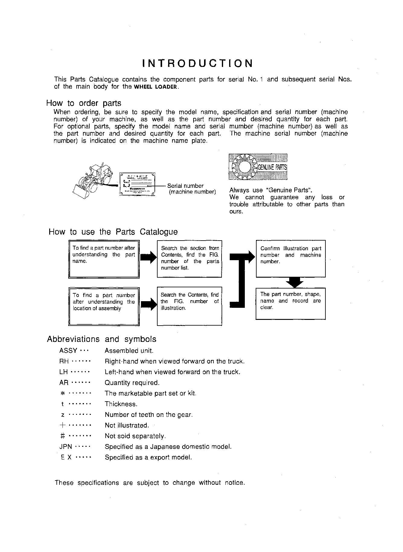 Hitachi LX450-7 Wheel Loader Parts Catalog Manual SN 000101-up