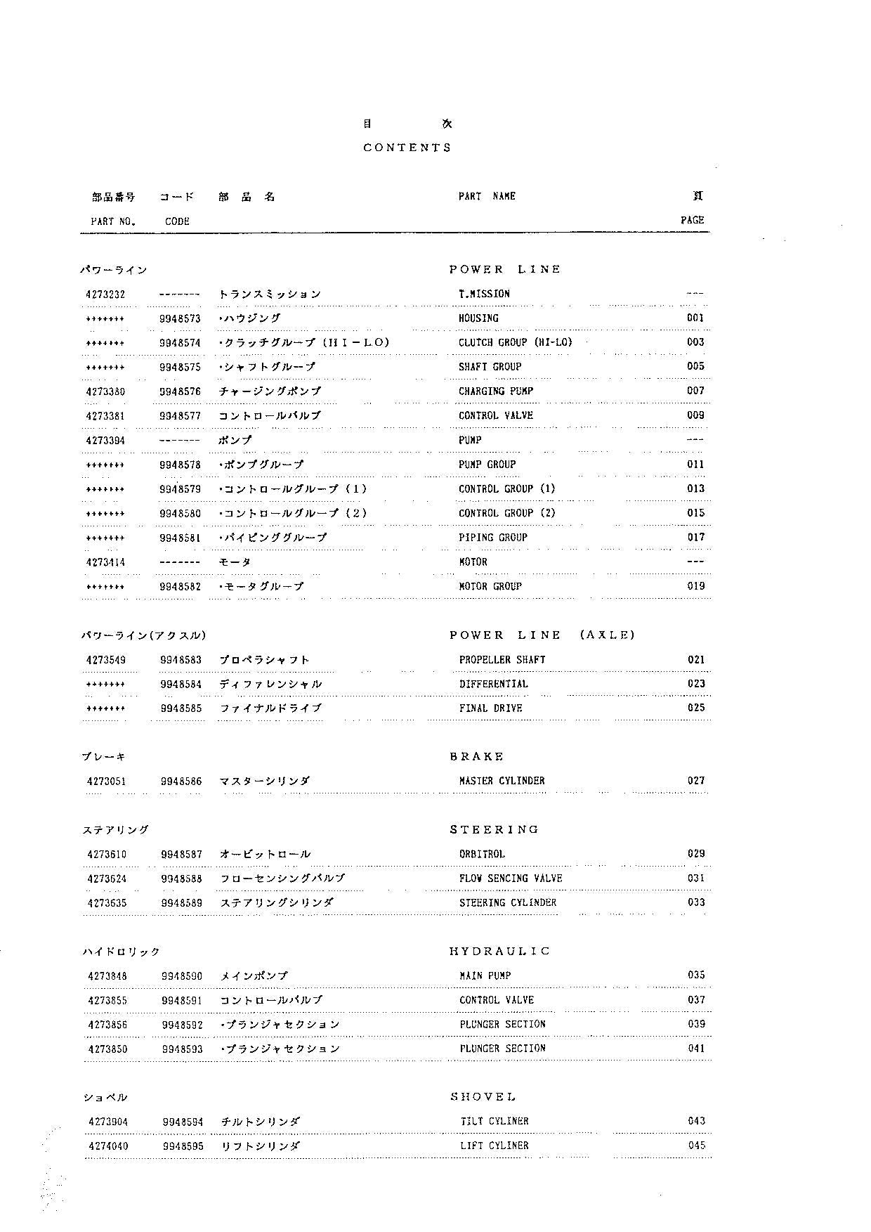 Hitachi LX50 Wheel Loader Equipment Component Parts Catalog Manual SN 00101-up