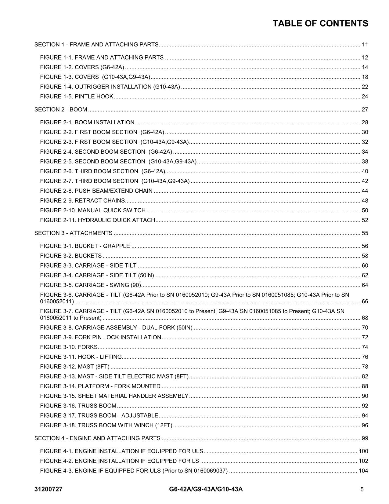 Manual del catálogo de piezas del manipulador telescópico JLG G10-43A G6-42A G9-43A