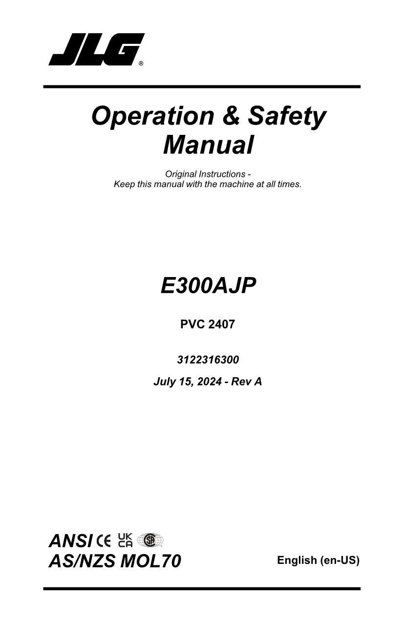 Manual del operador de mantenimiento y operación de la plataforma elevadora JLG E300AJP 3122316300
