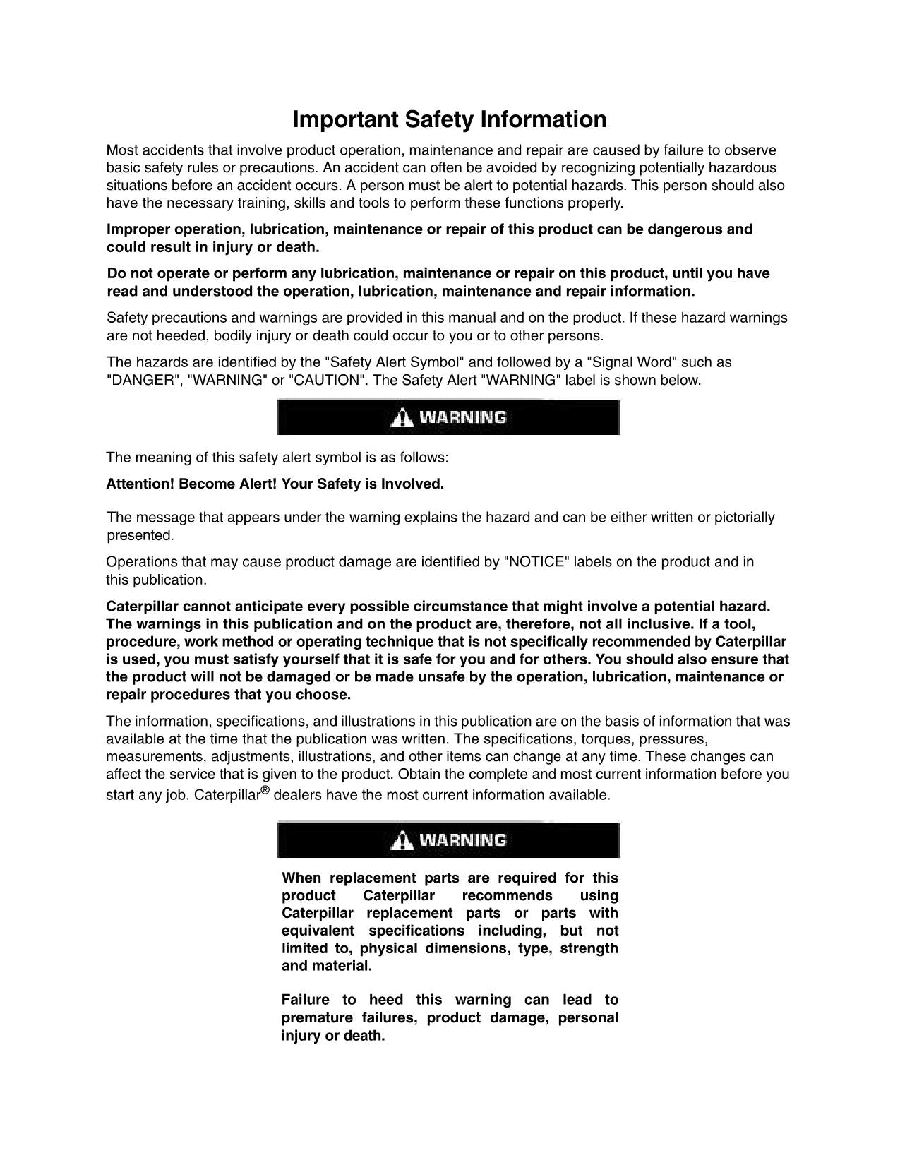 Caterpillar TH360B Telehandler Operation Maintenance Manual TBH00100 and After