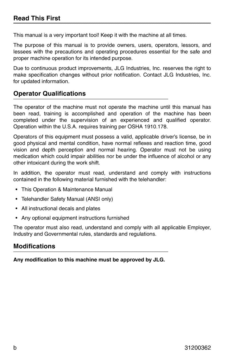Caterpillar TH255 Telehandler Operator Maintenance Manual SN TBS00100 and After