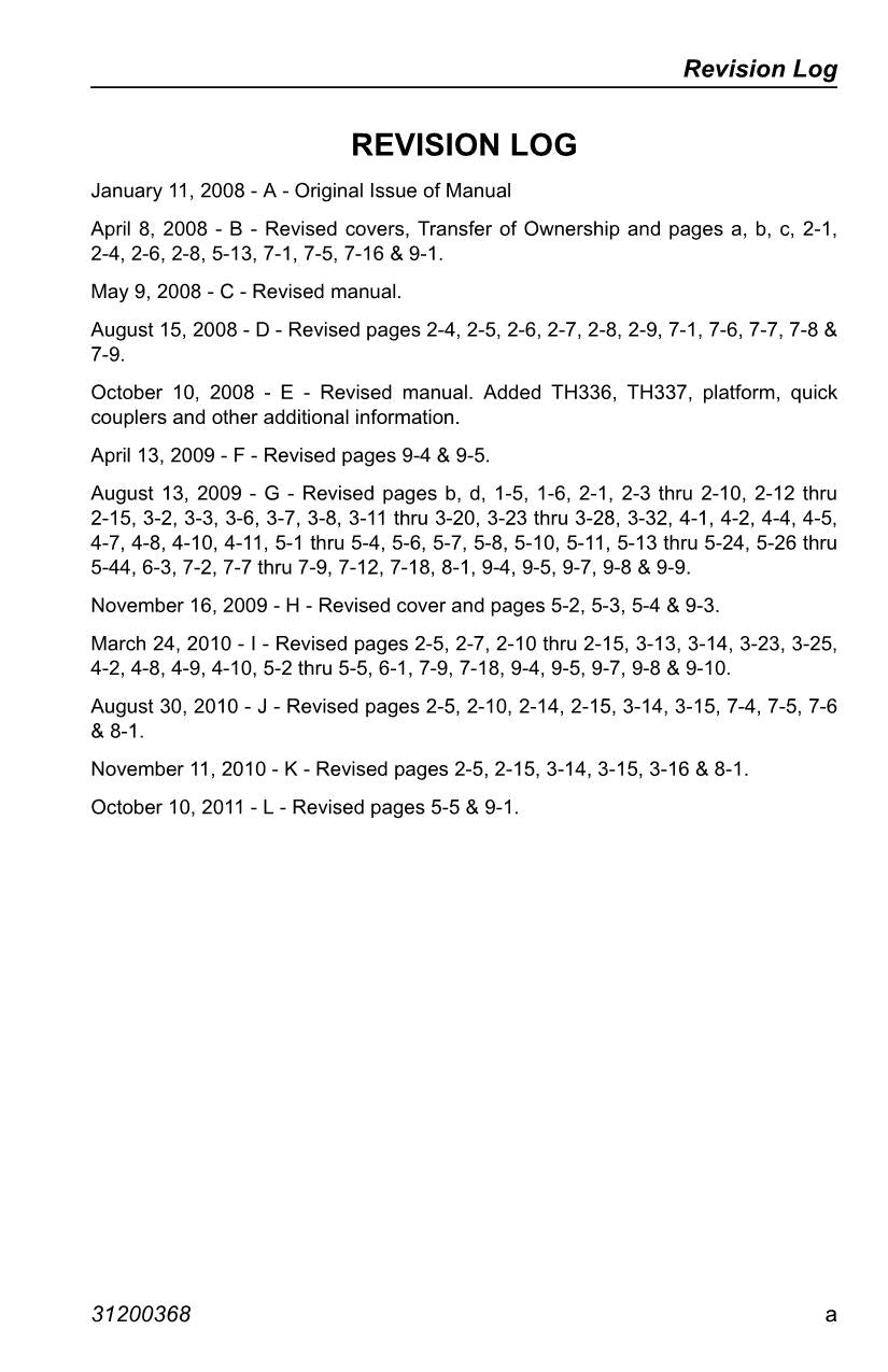 Caterpillar TH414 TH514 TH417 Telehandler Operators Manual