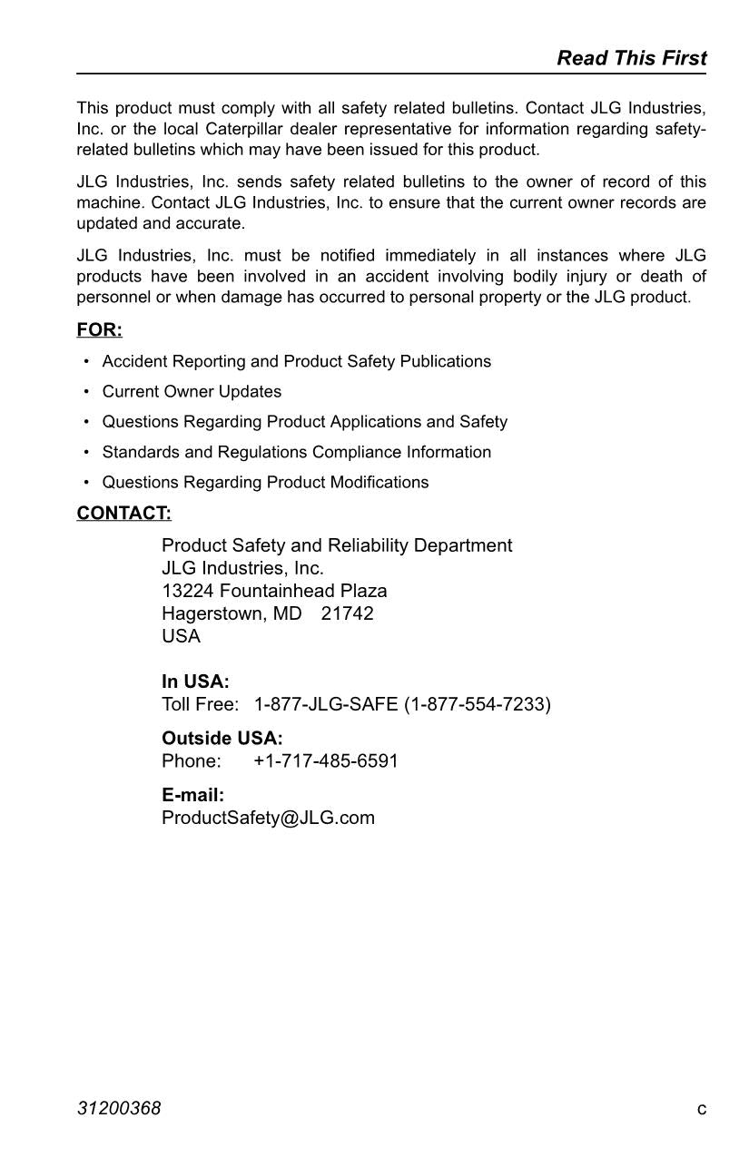 Caterpillar TH414 TH514 TH417 Telehandler Operators Manual