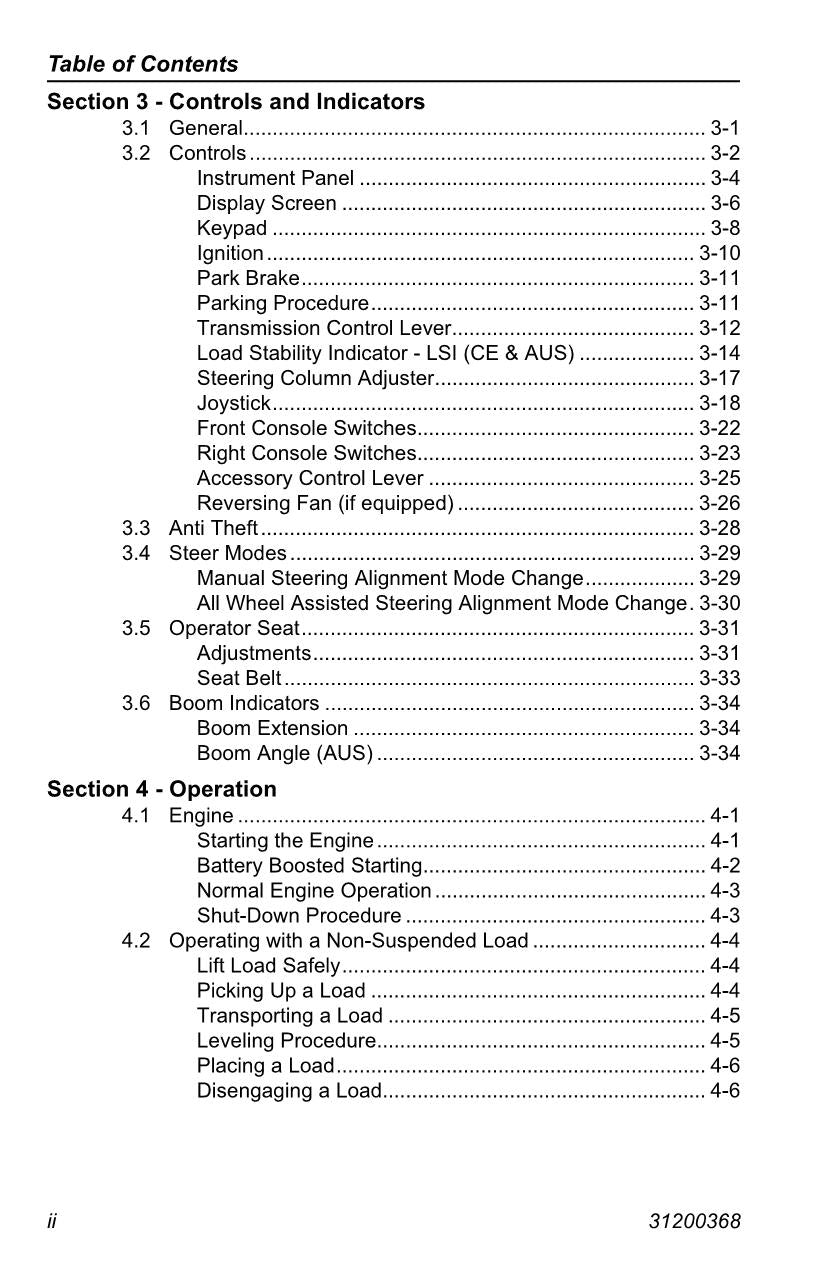 Caterpillar TH336 TH337 TH406 TH407 Telehandler Operators Manual